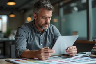 Homme moyenâgeux tenant un nuancier aluminium RAL 9006