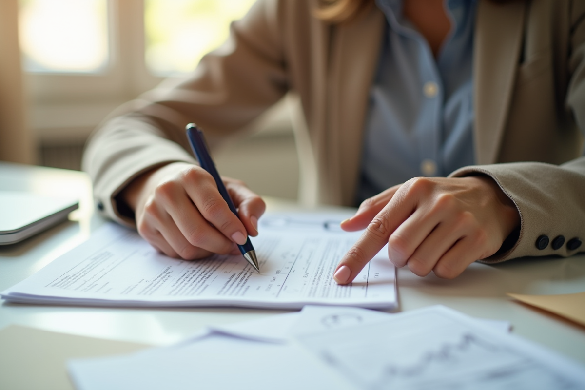 Femme remplissant un formulaire de changement d'adresse au bureau