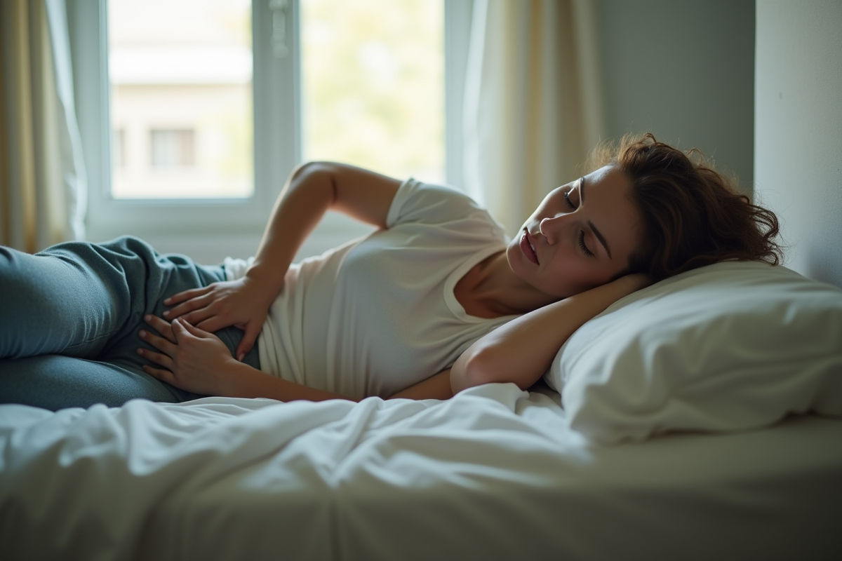 Personne fatiguée allongée sur un vieux matelas dans une chambre lumineuse