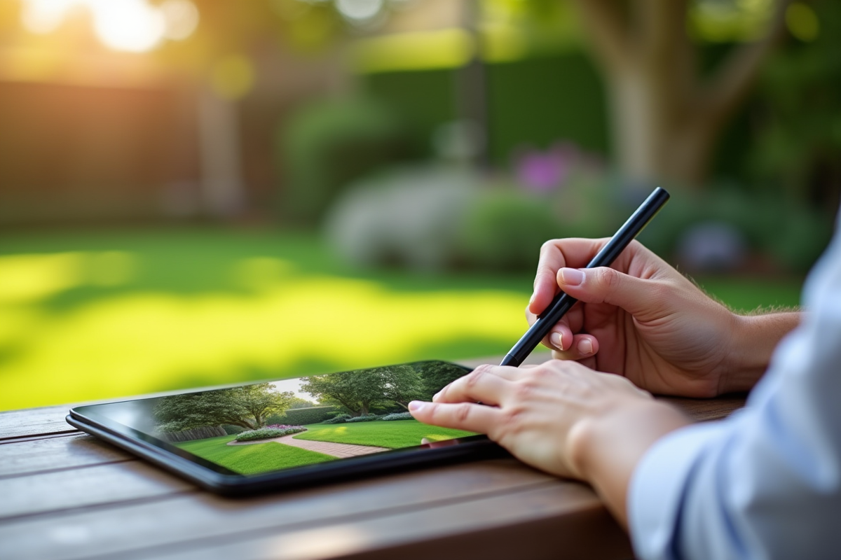 Reamenagement de jardin avec tablette en extérieur