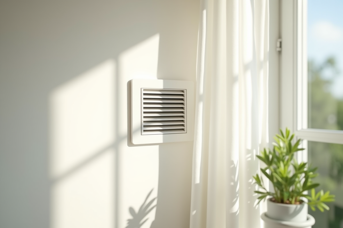Voute de ventilation discrète dans une maison écologique lumineuse